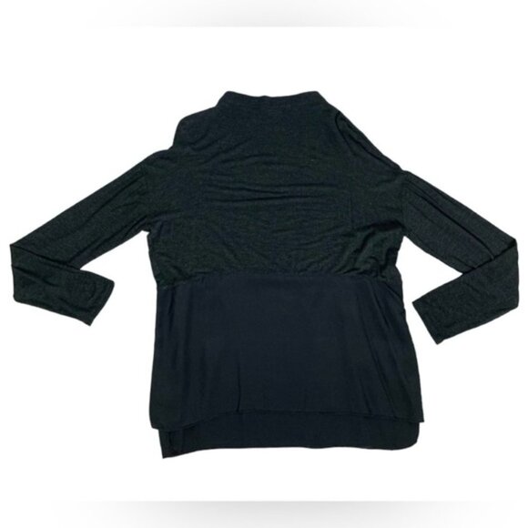 Aritzia Wilfred Blouse Top Long Sleeve Half Silk Mock neck Heathered Black XS - Picture 3 of 14
